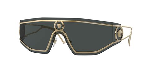 versace sunglasses 2226|Versace VE 2226 100287 Gold Metal Shield Sunglasses Grey Lens.